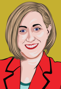 Andrea Durkin cartoon image created by freelancing online designer