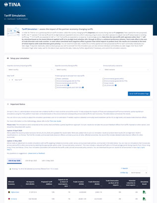 Explore TINA Tariff Simulation by UNESCAP