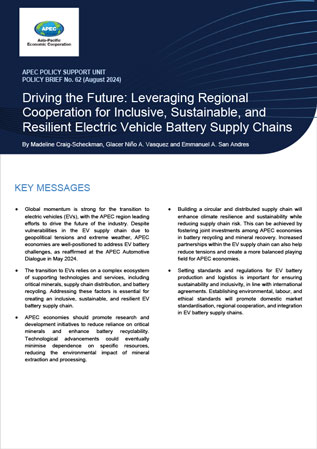 Leveraging regional cooperation for resilient EV battery supply chains by APEC Policy Support Unit